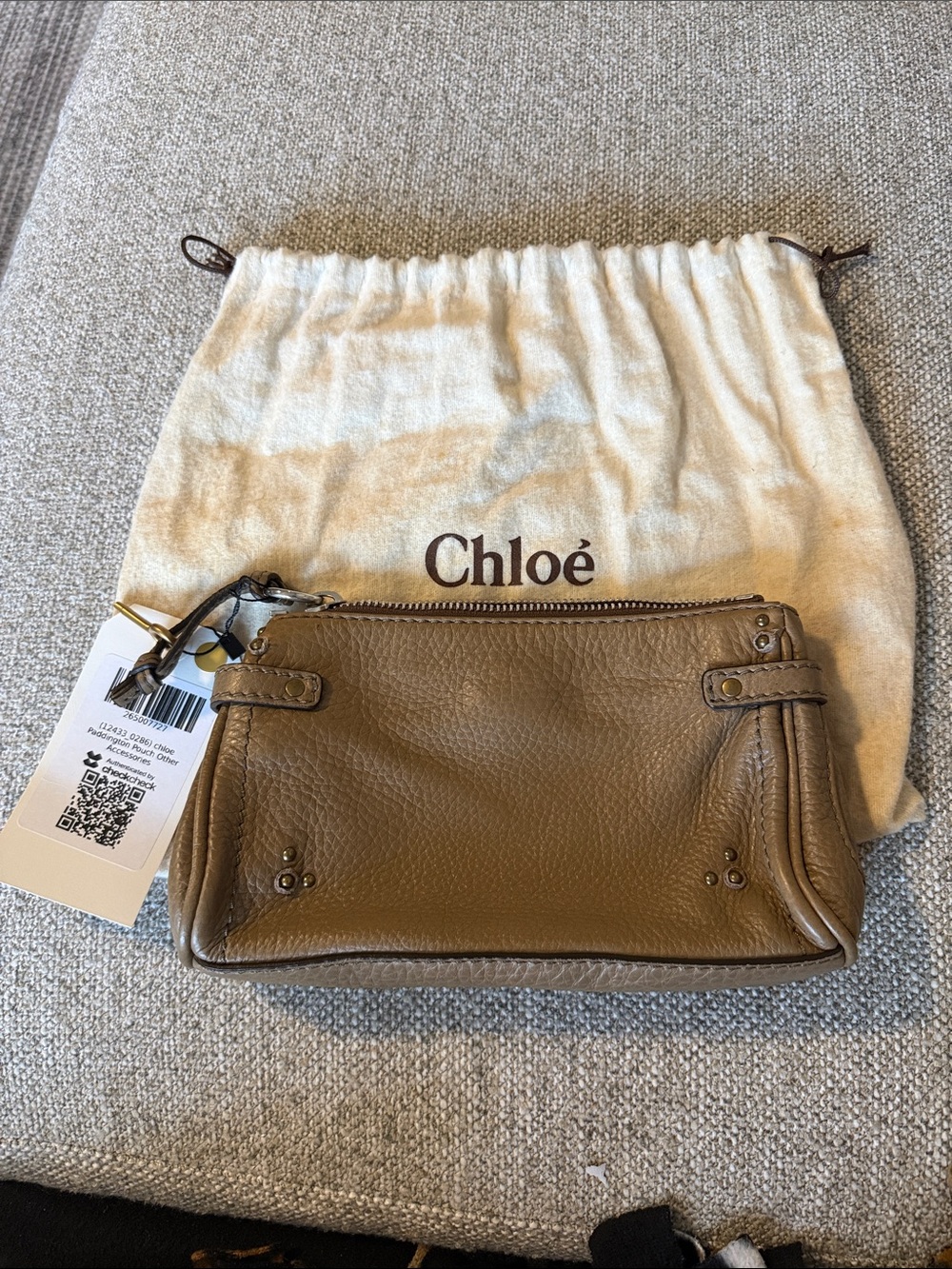 Chloe Tan Leather Wristlet Clutch